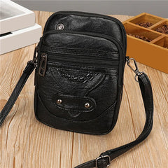 Retro PU Leather Handbags Small Mobile Phone Bag Women Casual Multi-layer