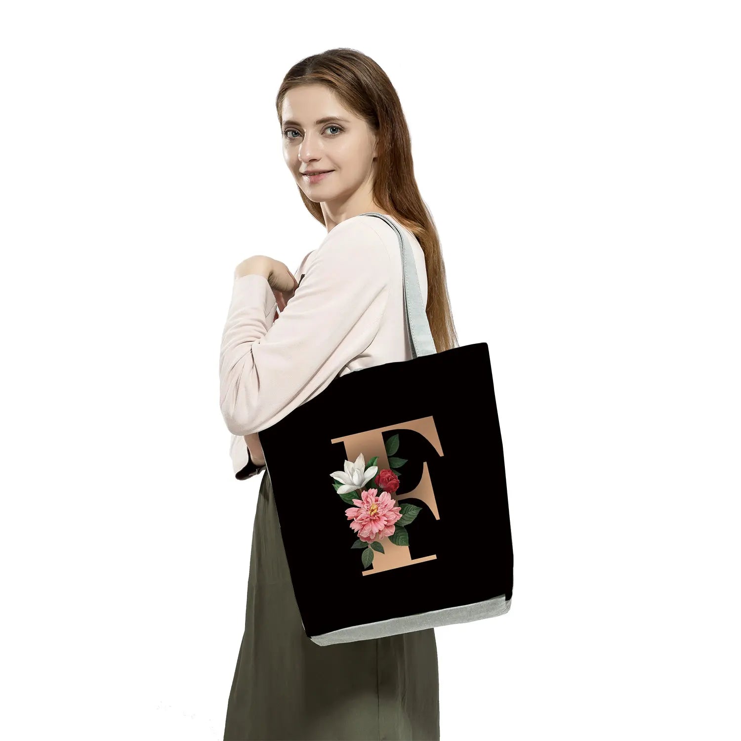 Ladies Shopping Bag All-Match Letter Series Handbag Foldable Reusable Shopper