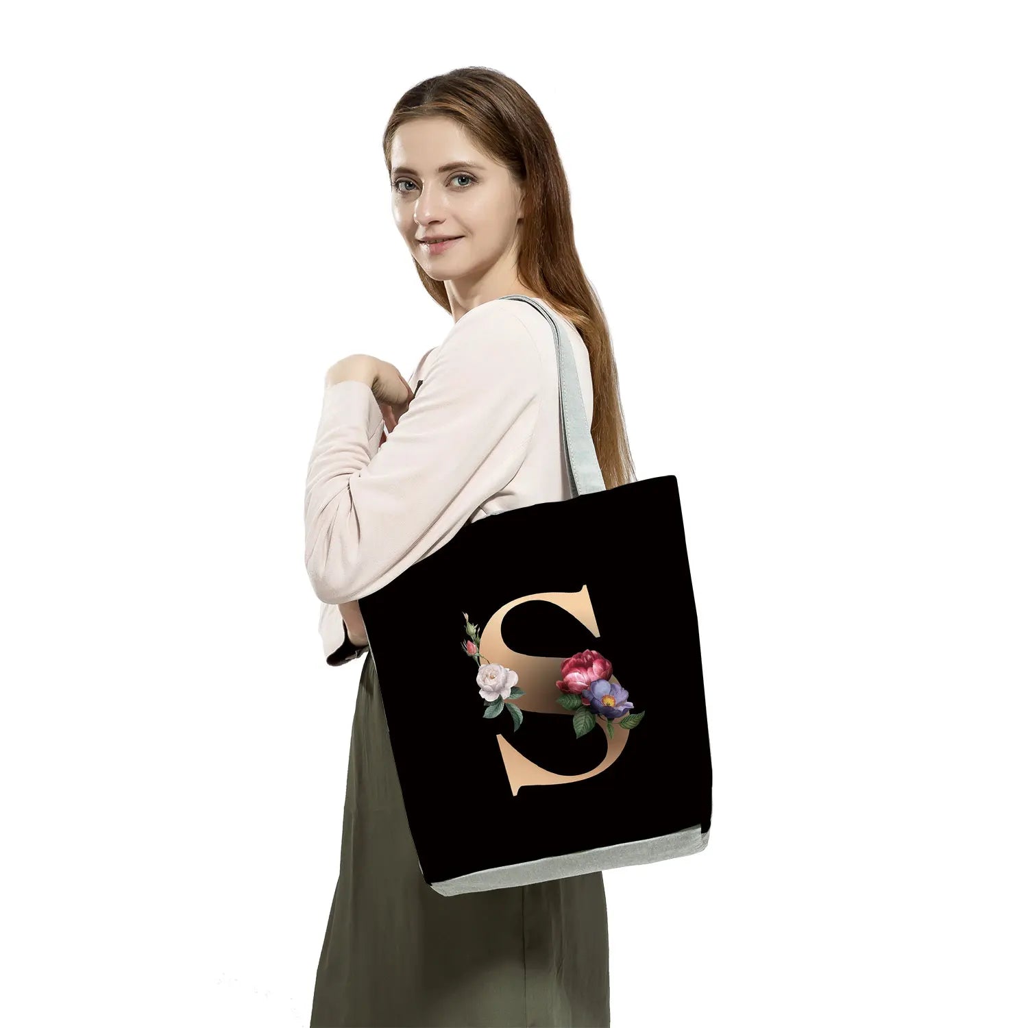 Ladies Shopping Bag All-Match Letter Series Handbag Foldable Reusable Shopper