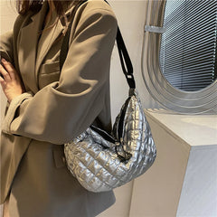Ladies Quilted Top-Handle Handbags Rhombus Pattern Padded Totes