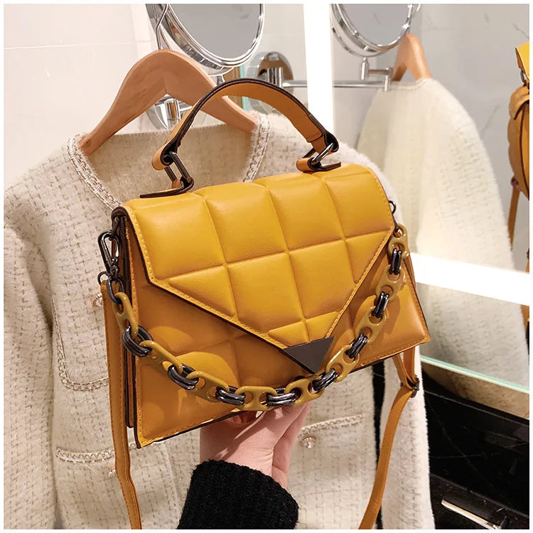 Small PU Leather Square Bag Lingge Shoulder Messenger Bags