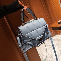 Small PU Leather Square Bag Lingge Shoulder Messenger Bags