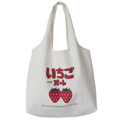 Large Capacity Strawberry Yogurt Printing Tote Bag