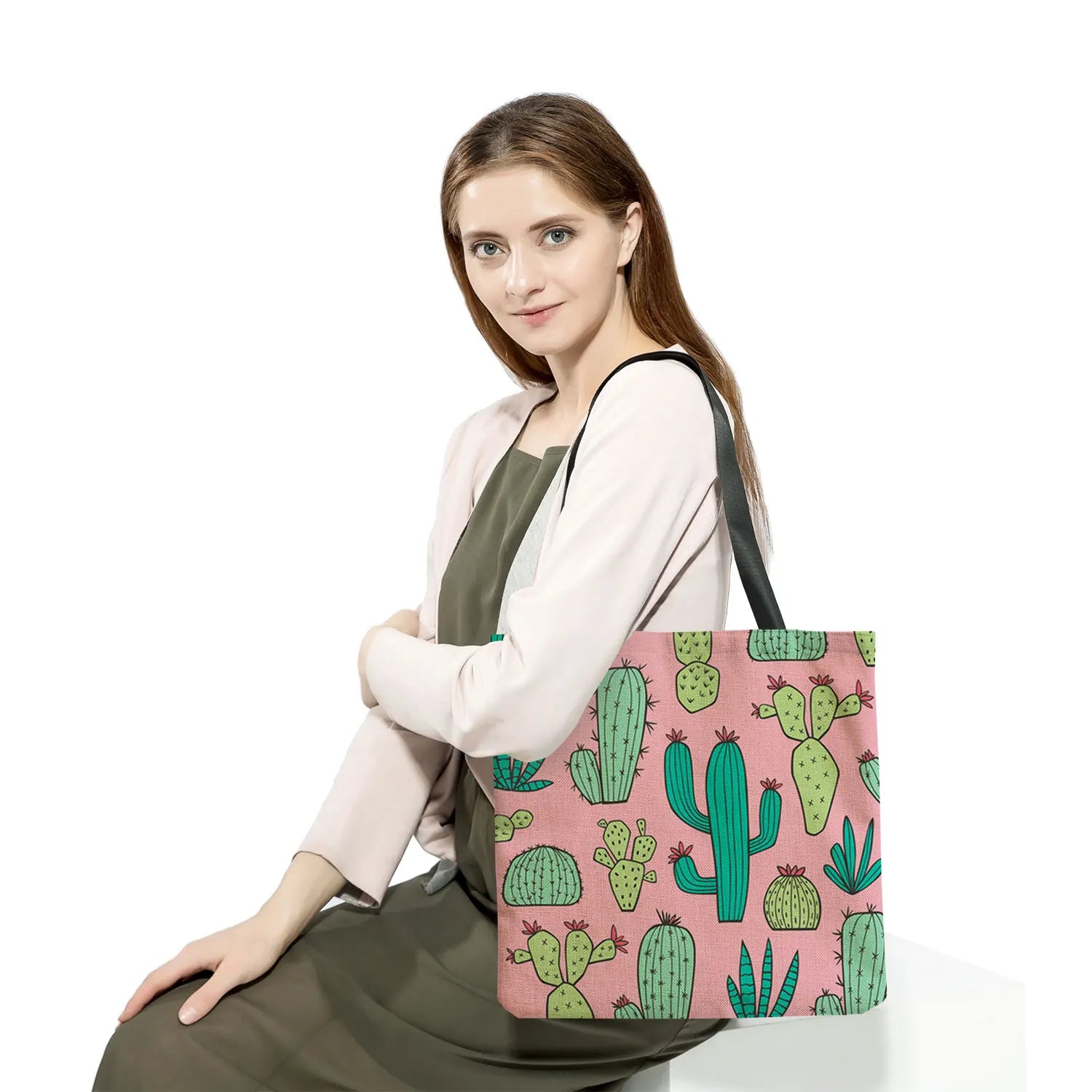 Cactus Print Tote Bag Large Capacity Women Shoulder Bag