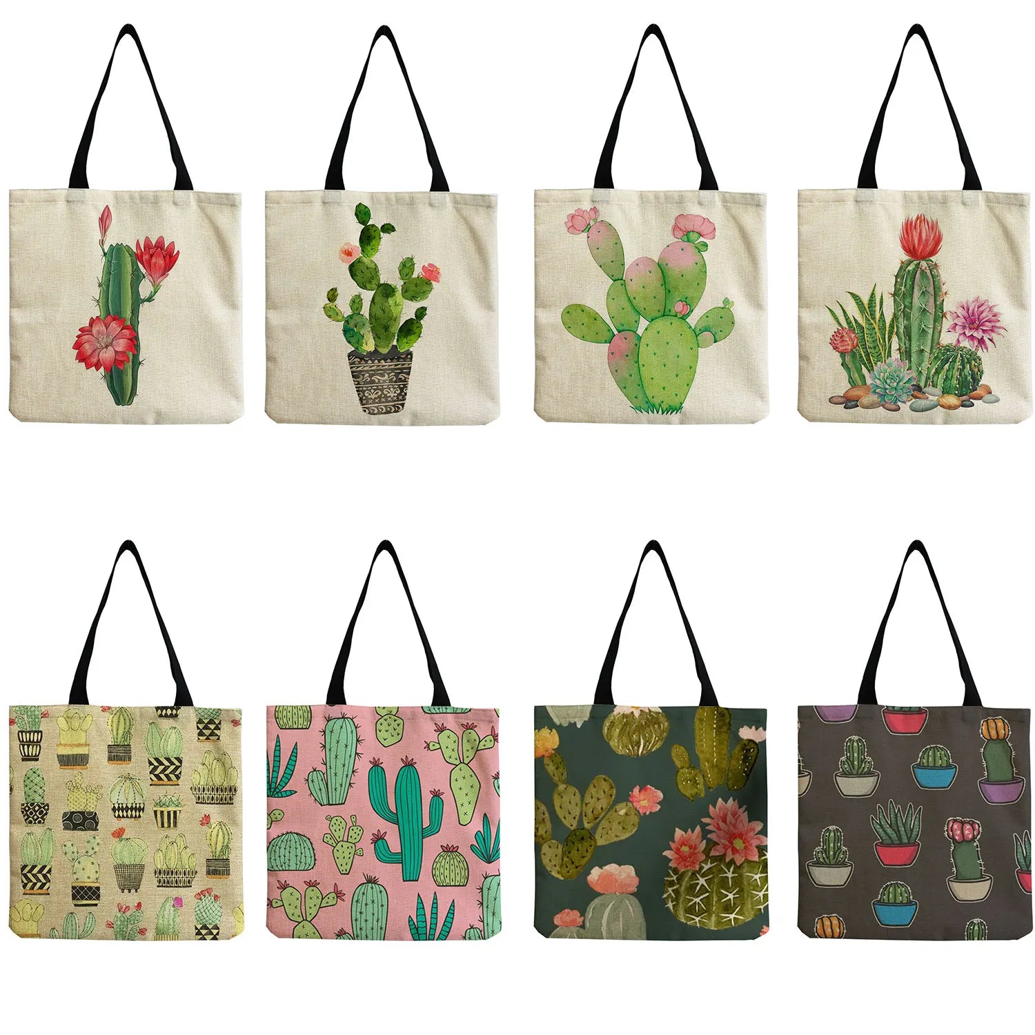 Cactus Print Tote Bag Large Capacity Women Shoulder Bag