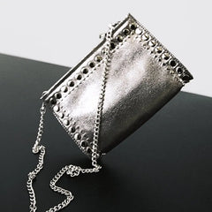 Matte Leather Chain Shoulder Bag Rivet Messenger Clutch