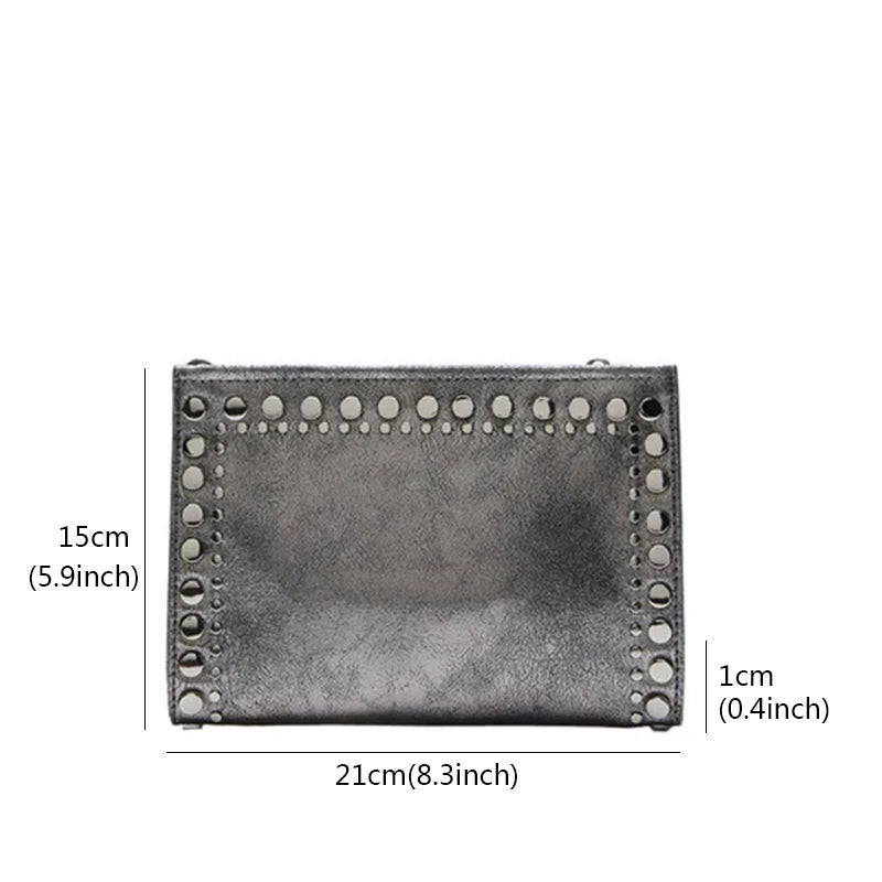 Matte Leather Chain Shoulder Bag Rivet Messenger Clutch