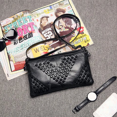 Rivet Shoulder Bag with Zipper for Women Envelope Clutch
