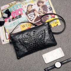 Rivet Shoulder Bag with Zipper for Women Envelope Clutch