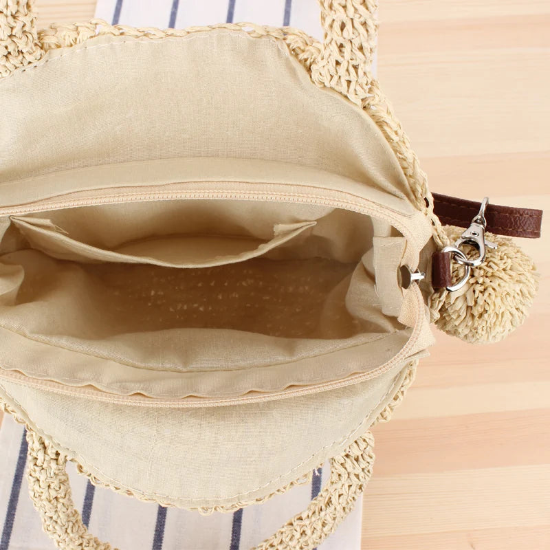 Bohemian Tassel Rattan Beach Handbag Straw Shoulder Bag