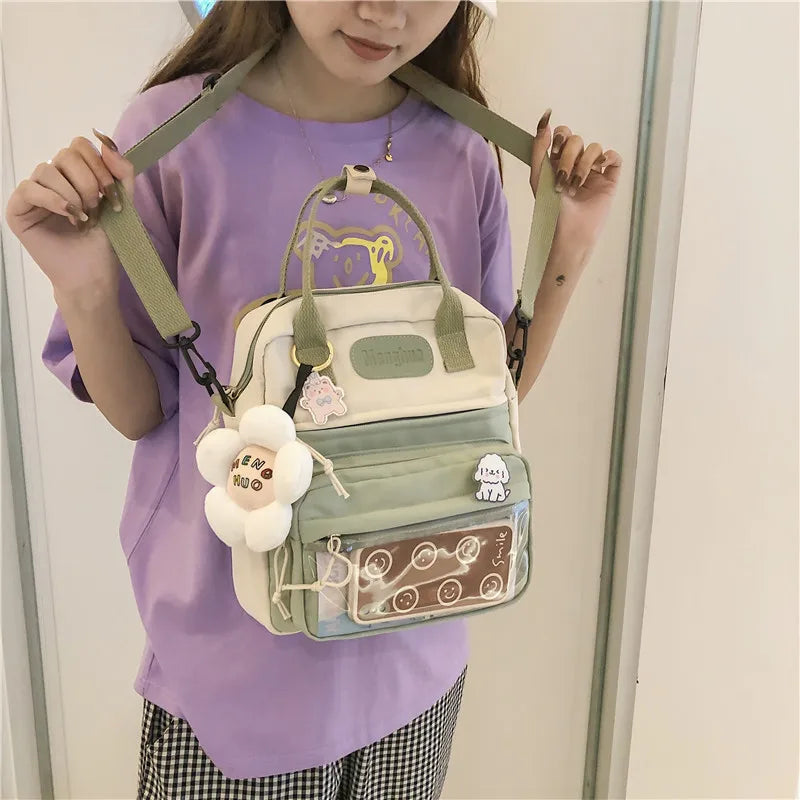 Ladsoul Nylon Small School Bags Flower Travel Backpack