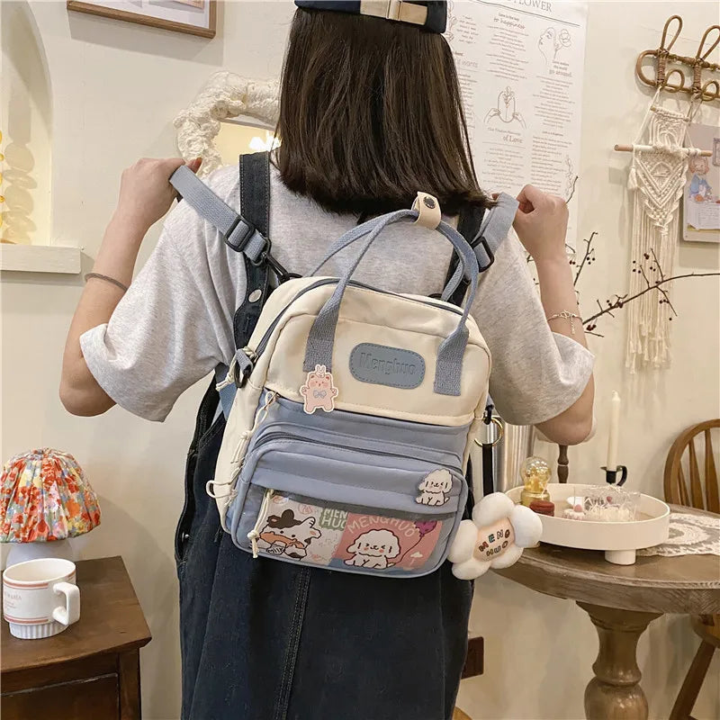 Ladsoul Nylon Small School Bags Flower Travel Backpack
