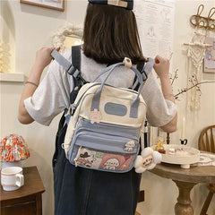 Ladsoul Nylon Small School Bags Flower Travel Backpack