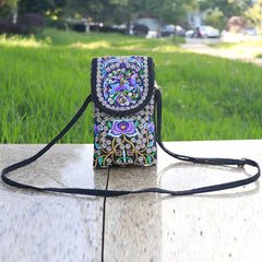 Ethnic Style Embroidered Crossbody Phone Bag Wallet Purse Handbag