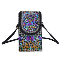 Ethnic Style Embroidered Crossbody Phone Bag Wallet Purse Handbag