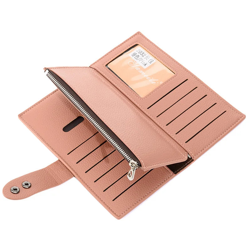 Women's Long Wallet Coin Purse Banknote Pocket Lychee Card Holder