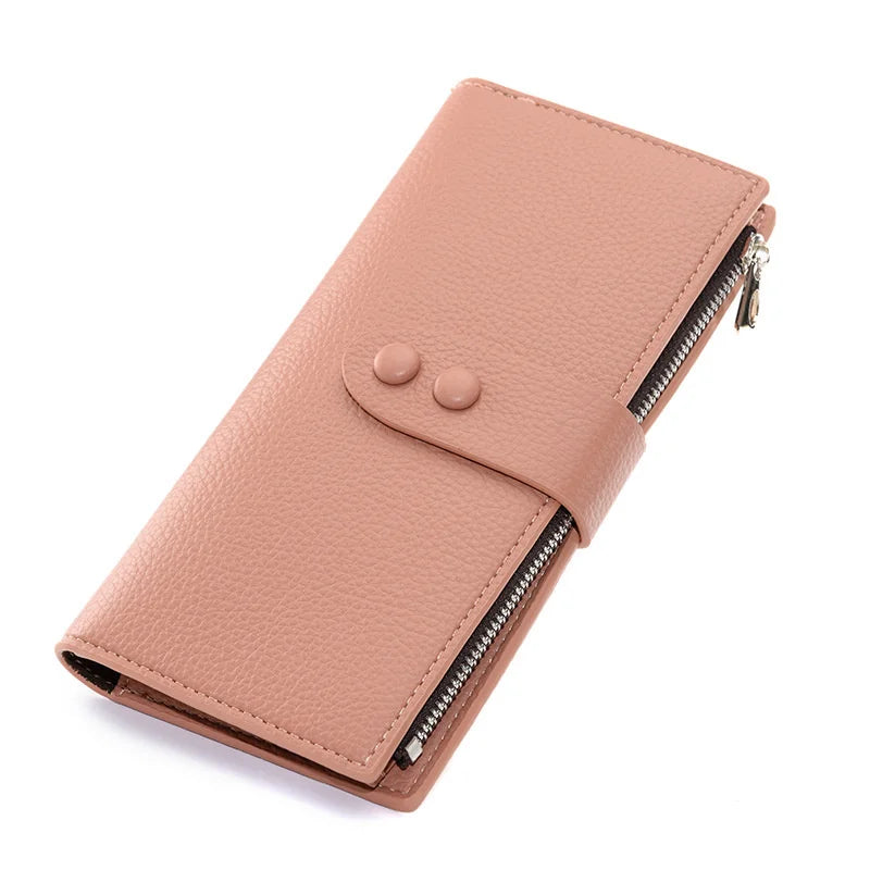Women's Long Wallet Coin Purse Banknote Pocket Lychee Card Holder