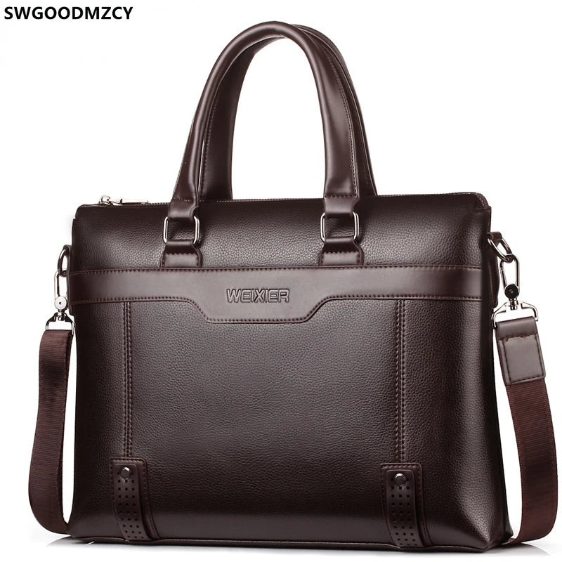 Leather Briefcase Men Shoulder Computer Bag Crossbody Handbag