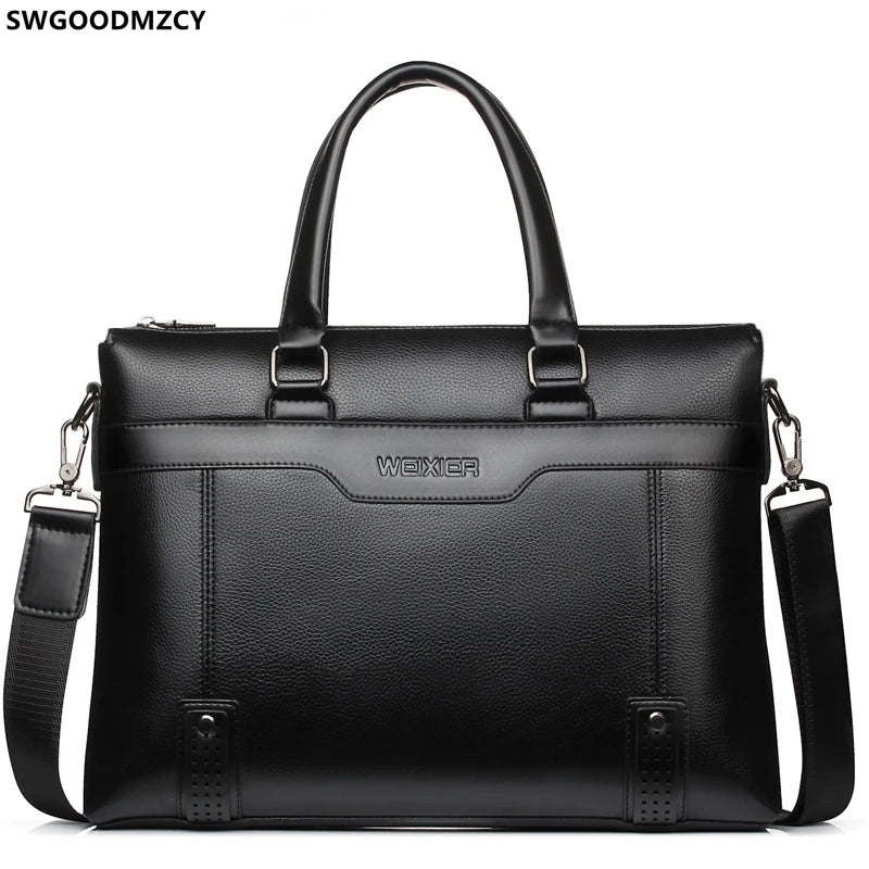 Leather Briefcase Men Shoulder Computer Bag Crossbody Handbag