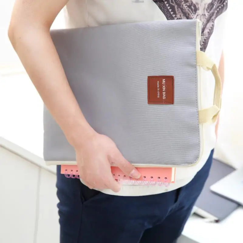 Large Canvas A4 File Folder Document Bag Business Briefcase