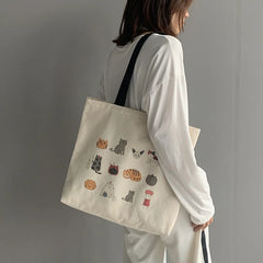 Japanese Cartoon Canvas Tote Bag Eco Reusable Shopper Shoulder Bag