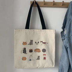 Japanese Cartoon Canvas Tote Bag Eco Reusable Shopper Shoulder Bag