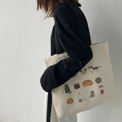 Japanese Cartoon Canvas Tote Bag Eco Reusable Shopper Shoulder Bag