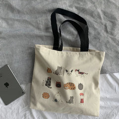 Japanese Cartoon Canvas Tote Bag Eco Reusable Shopper Shoulder Bag