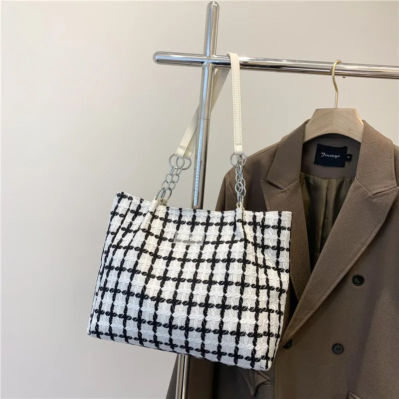 Plaid Commuter Tote Bag Women Shoulder Bag Ladies Hand Bags