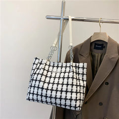 Plaid Commuter Tote Bag Women Shoulder Bag Ladies Hand Bags