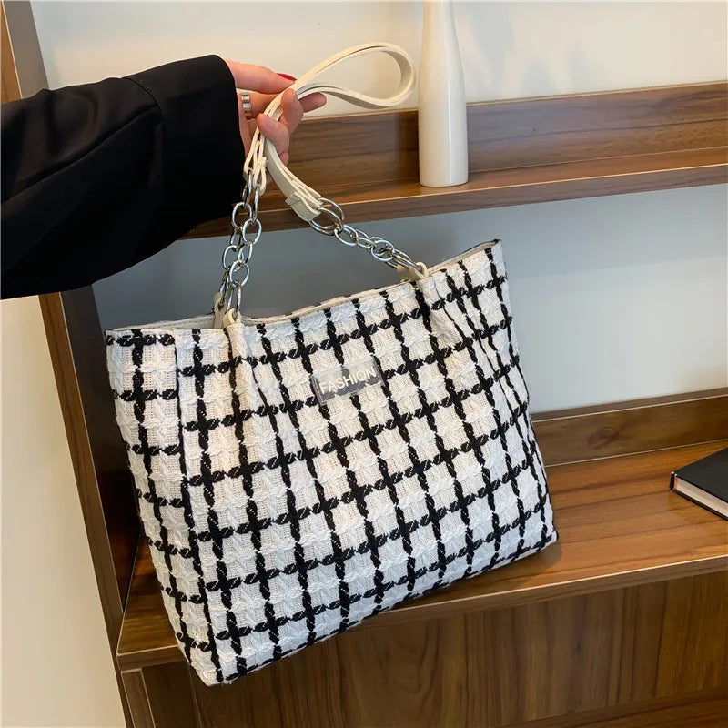 Plaid Commuter Tote Bag Women Shoulder Bag Ladies Hand Bags