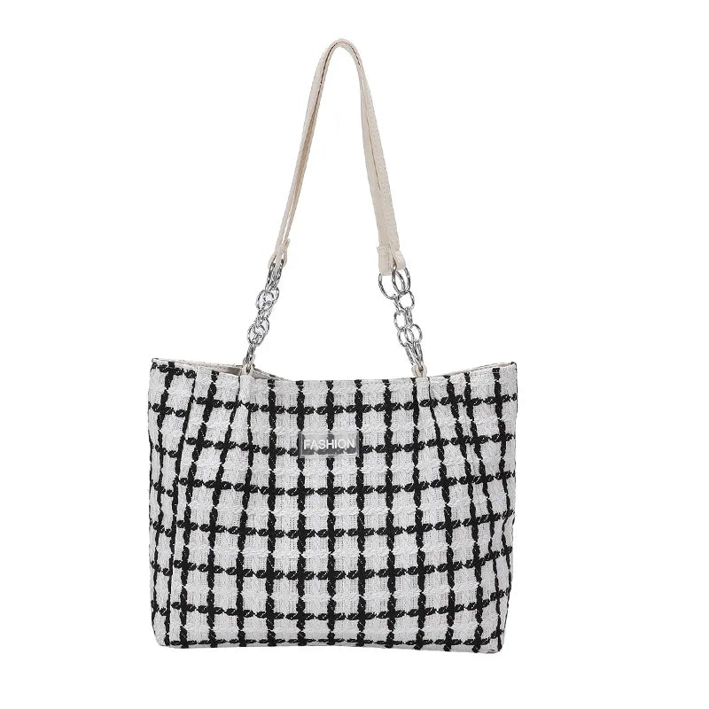Plaid Commuter Tote Bag Women Shoulder Bag Ladies Hand Bags