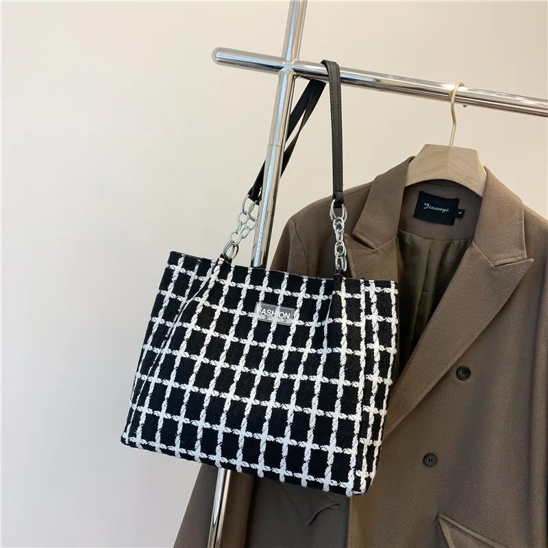 Plaid Commuter Tote Bag Women Shoulder Bag Ladies Hand Bags