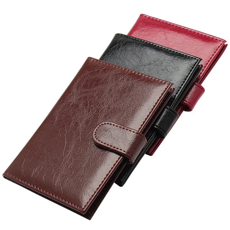 Large Capacity Buckle Passport Holder Oil Wax PU Leather Business ID Card Covers