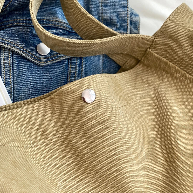 Canvas Shoulder Bag for Women Solid Soft Travel Bag