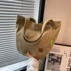 Canvas Shoulder Bag for Women Solid Soft Travel Bag