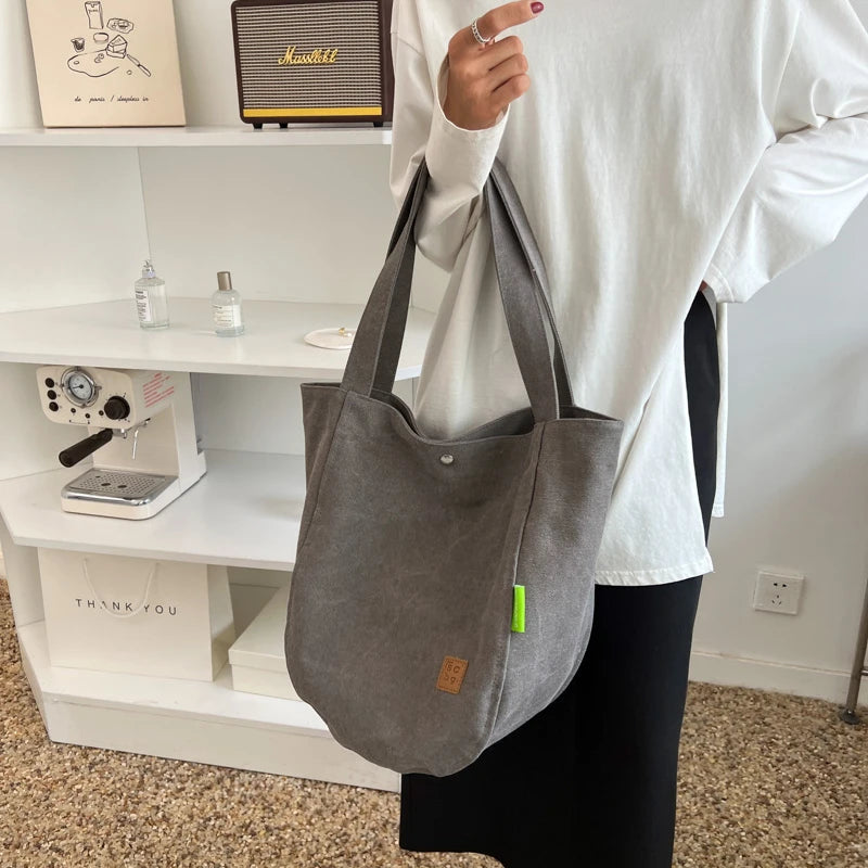 Canvas Shoulder Bag for Women Solid Soft Travel Bag