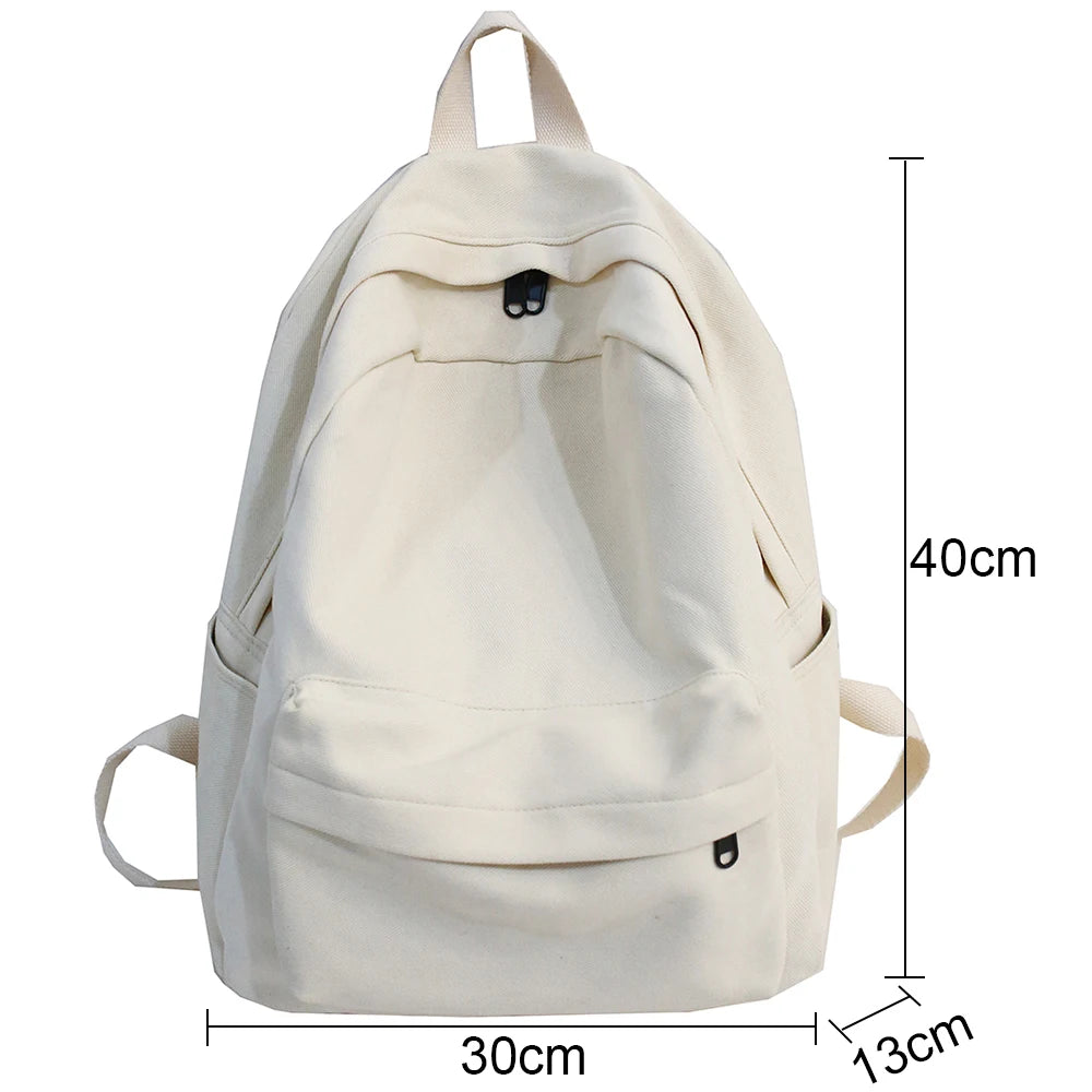 Large Capacity Canvas Women Backpack Solid College Bagpack For Girls
