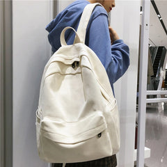 Large Capacity Canvas Women Backpack Solid College Bagpack For Girls