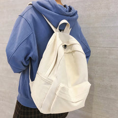 Large Capacity Canvas Women Backpack Solid College Bagpack For Girls