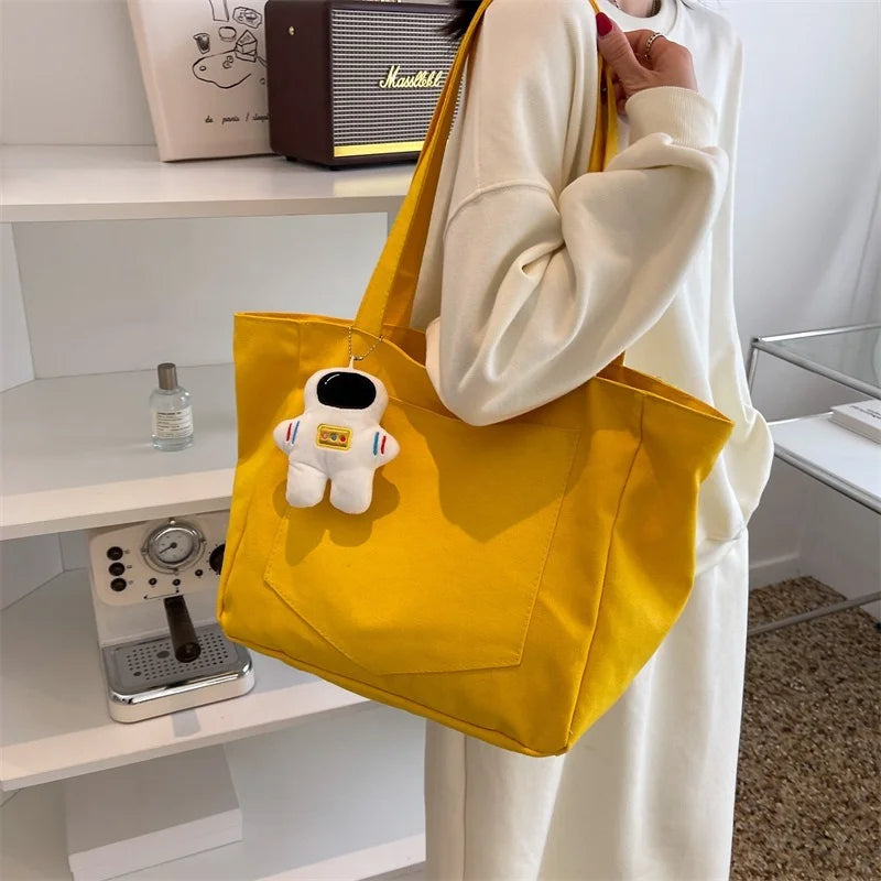 Large Capacity Canvas Women's Shoulder Bag Travel Totes Purse