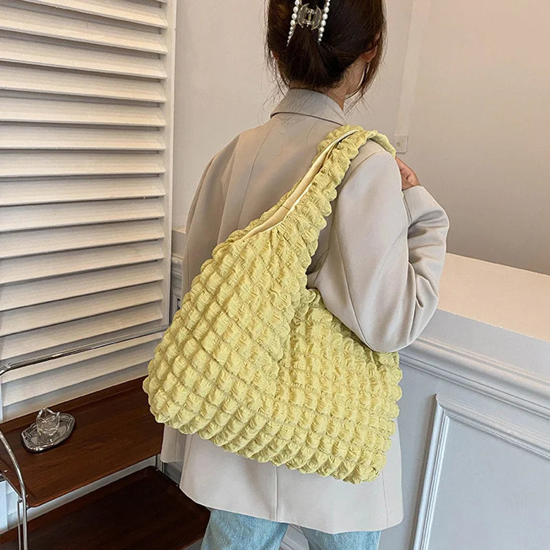 Large Capacity Casual Tote Women's Shoulder Bag Pleated Handbags