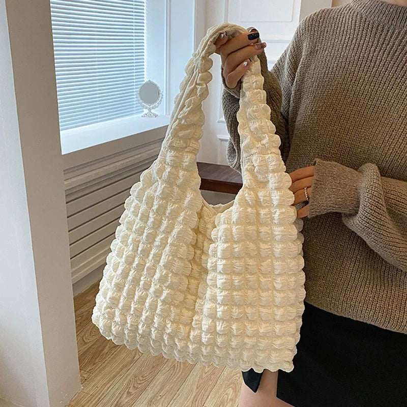 Large Capacity Casual Tote Women's Shoulder Bag Pleated Handbags