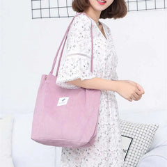 Large Corduroy Bag Women Casual Shoulder Bucket Bag
