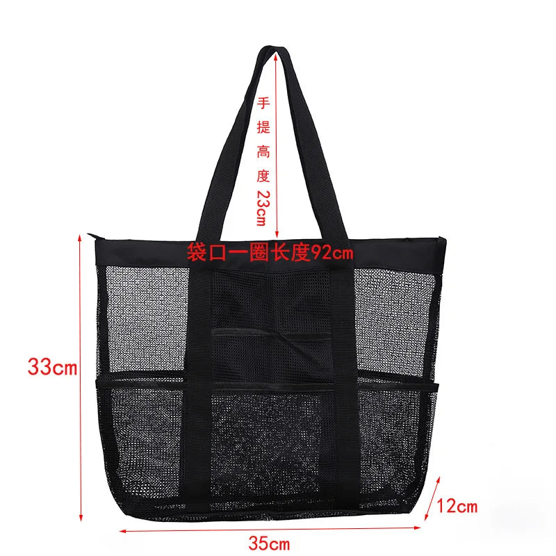 Large Mesh Cosmetic Bag Portable Bathroom Tote Beach Travel Organizer