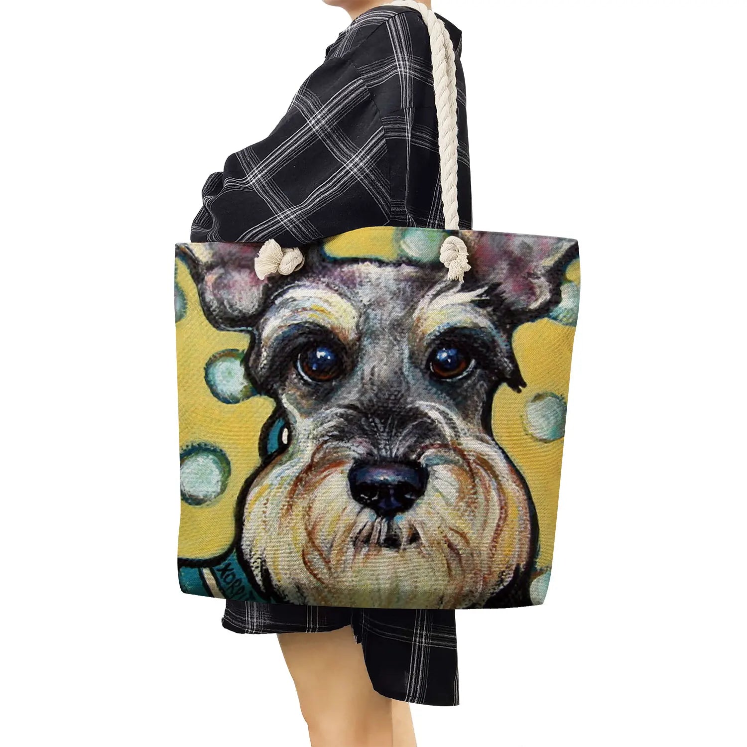 Schnauzer Dog Painting Handbag Customizable Lady Shoulder Bag