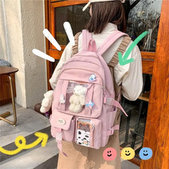Women Multi-Pocket Nylon Backpack for School and Laptop