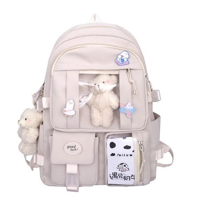 Women Multi-Pocket Nylon Backpack for School and Laptop