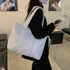 Large Capacity Down Women Bag Tot Bag Autumn and Winter Lingge Single Shoulder C
