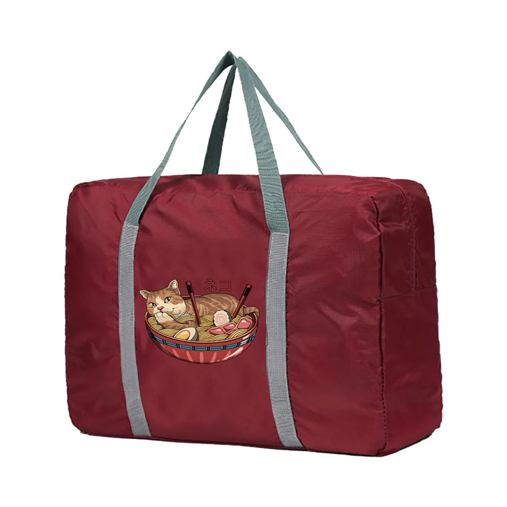 Large Foldable Cat Pattern Travel Bag Clothes Organizer